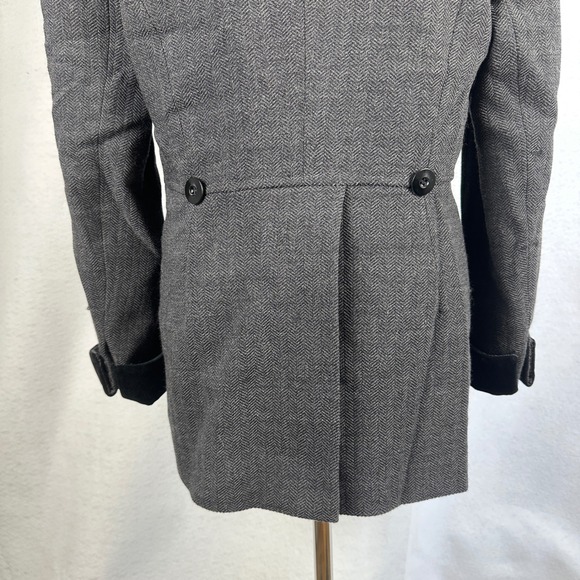 Olsen Collection Herringbone Blazer Jacket Wool Blend Velvet Trim Women‎ 10 Gray - Picture 5 of 10